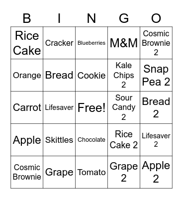 Food Bingo Card