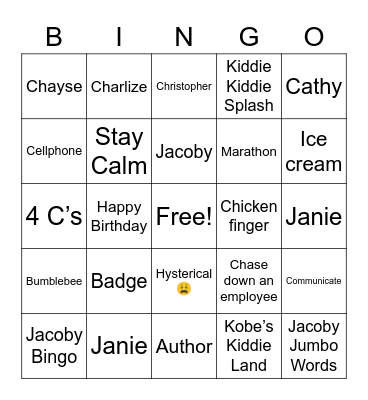 Jacoby Bingo! Bingo Card