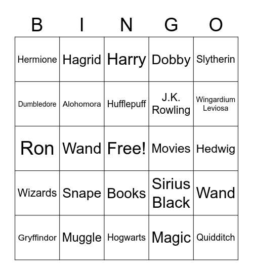 Harry Potter Bingo Card