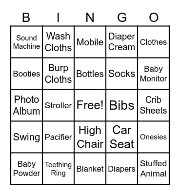 Baby Bingo Card