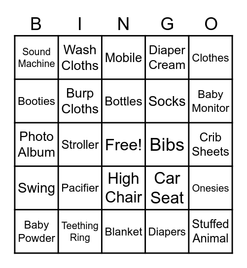 Baby Bingo Card
