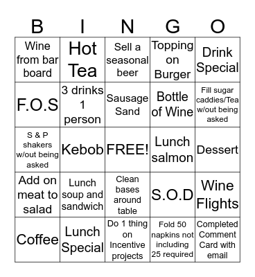 Limestone Grille Bingo Card