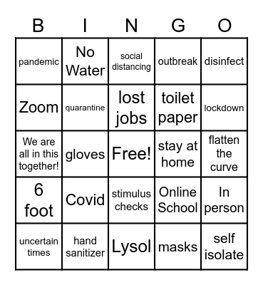 Covid Bingo Card