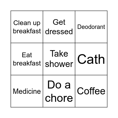 Morning Routine Bingo Card