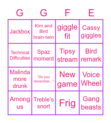 GGFE bingo Card