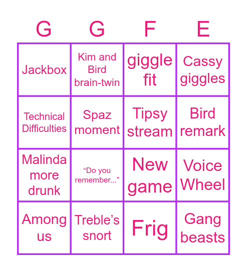 GGFE bingo Card