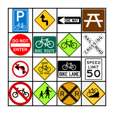 Traffic Sign Bingo Card