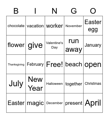 The Working Months Bingo Card