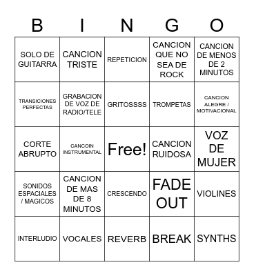 MOGWAI AS THE LOVE CONTINUES Bingo Card