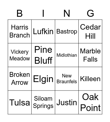 These are places in the world . . . Bingo Card