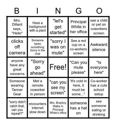 Remote Work BINGO Card