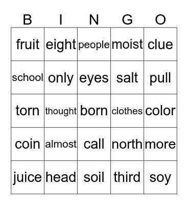Lessons 40-50 Bingo Card