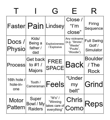 Tiger Bingo Card