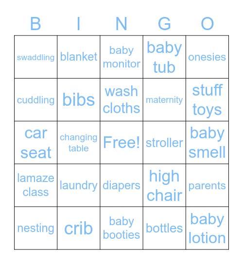 Baby Boy Bingo Card
