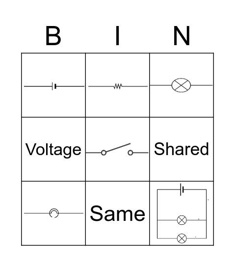 Electric Circuits Bingo Card
