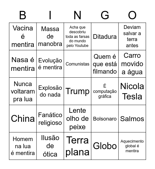 Bingo do otário da conspiração Bingo Card
