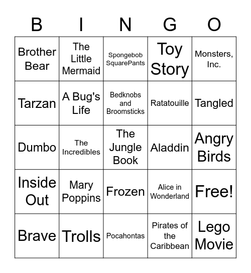 Disney Plus! Bingo Card