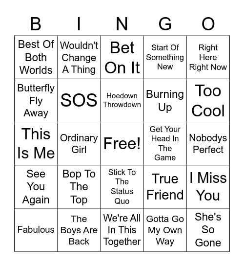 Disney Channel Childhood Bingo Card