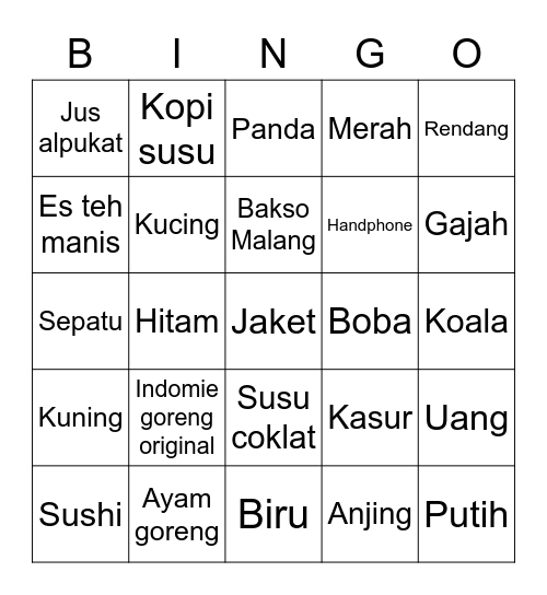 Punya Ladèlle Bingo Card