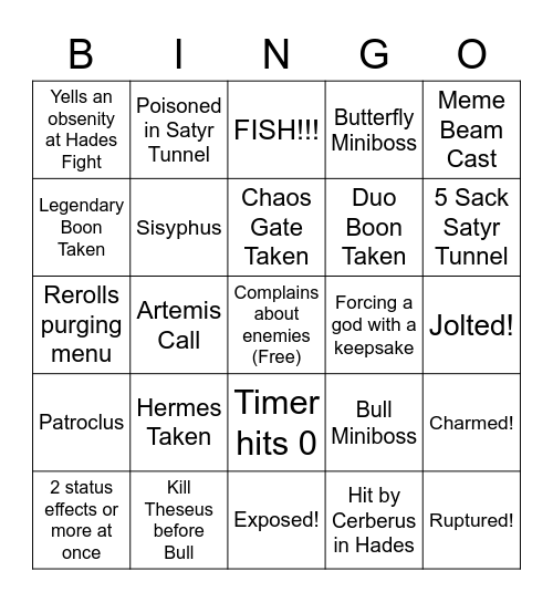 Improved Hades Bingo! Bingo Card