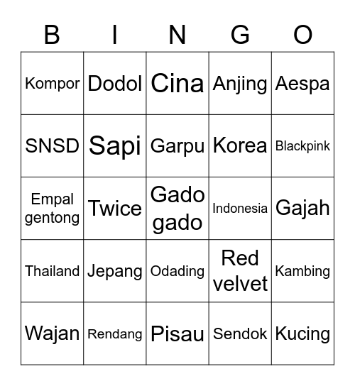 Owiinteo Bingo Card
