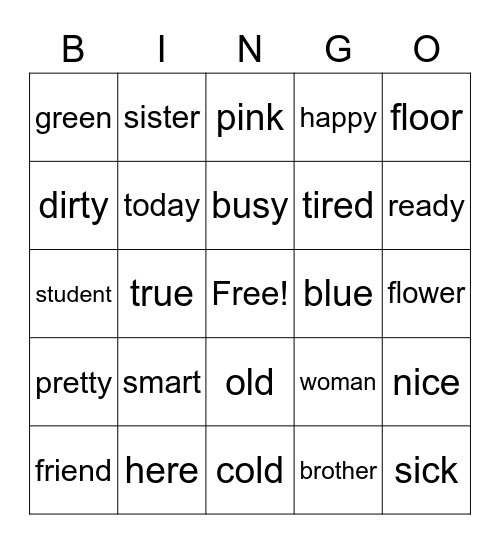 Unit 1 Vocabulary Bingo Card