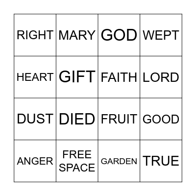 Good Grief - Week 1 Bingo Card