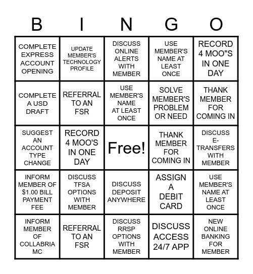 MSR BINGO BONANZA!! Bingo Card