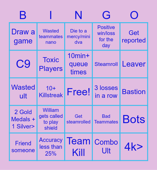 We suck at overwatch Bingo Card