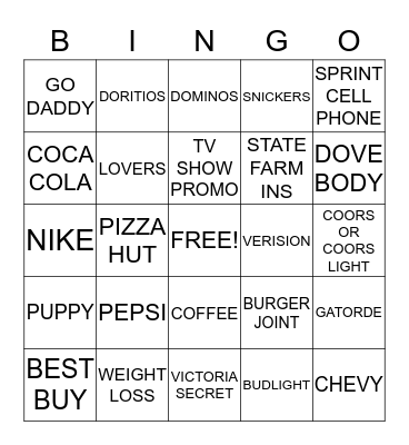 BEARS DEN SUPERBOWL BINGO Card