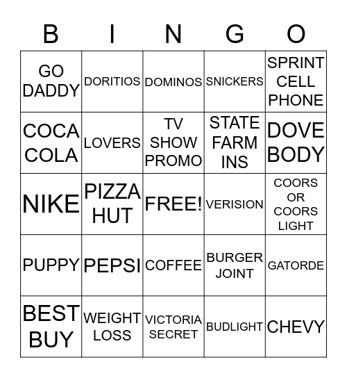 BEARS DEN SUPERBOWL BINGO Card