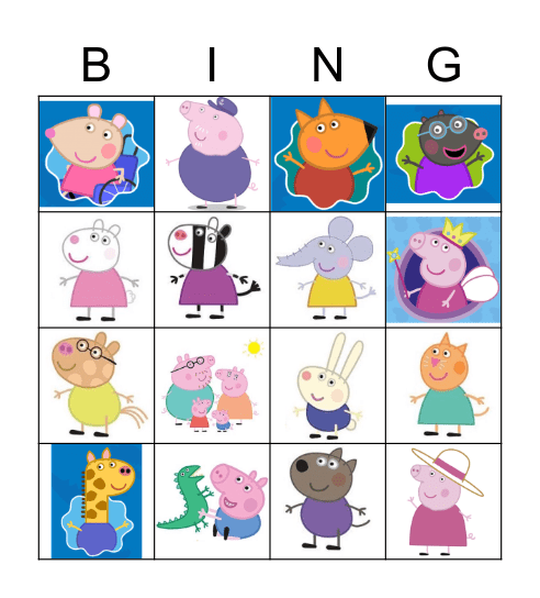Peppa Pig Bingo Card
