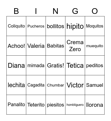 Baby shower de Valeria Bingo Card