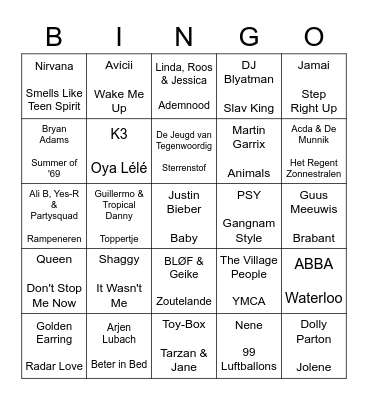 AWC 6 Muziekbingo! Bingo Card