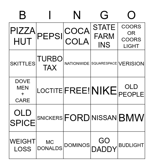 BEARS DEN SUPERBOWL BINGO Card