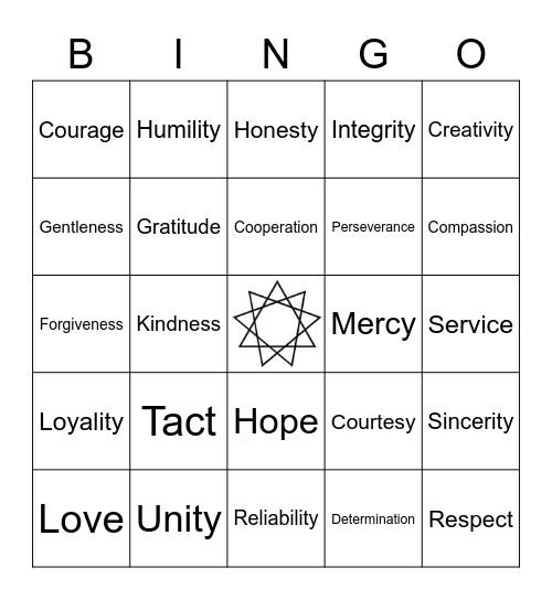 Ayyam-i-Ha Bingo Card