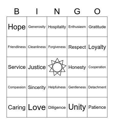 Ayyám-i-Há Bingo Card