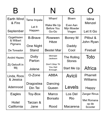 AWC 6 Muziekbingo! Bingo Card
