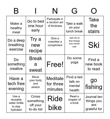 Wellness Bingo Card