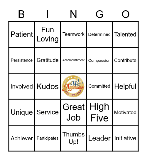 EMPLOYEE APPRECIATION Bingo Card