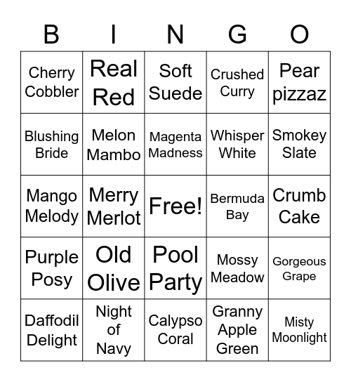 Stampin’ Up! Color Bingo Card