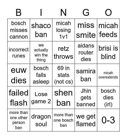 Clash bingo Card