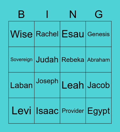 Genesis Lesson 20 Bingo Card