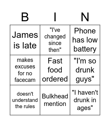 James Bingo Card