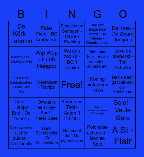 Muziek Bingo ronde 1 Bingo Card