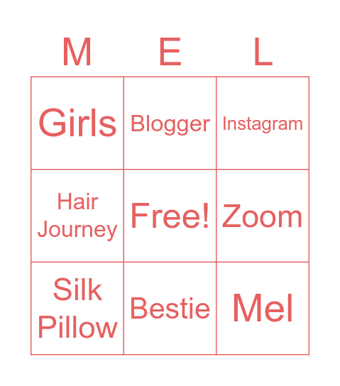 Mel's Birthday Bingo Card