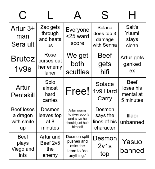 CLASH BINGO! Bingo Card