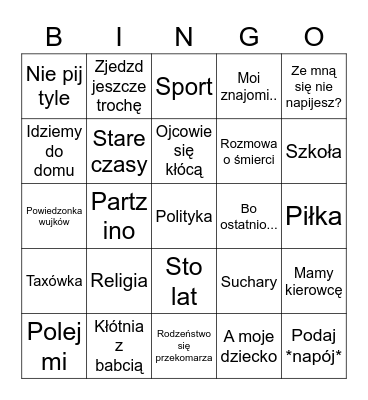 Rodzinne Urodzinowe Bingo Card