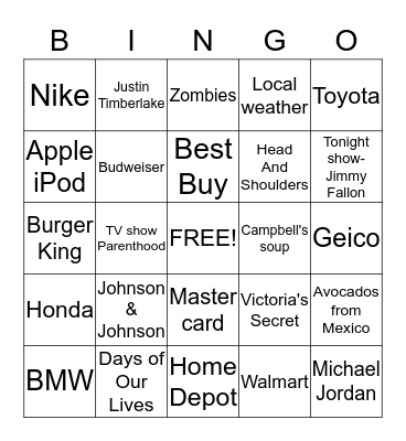 Commercial Bingo Card