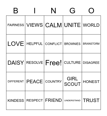 WORLD THIKNING DAY - PEACEBUILDING Bingo Card